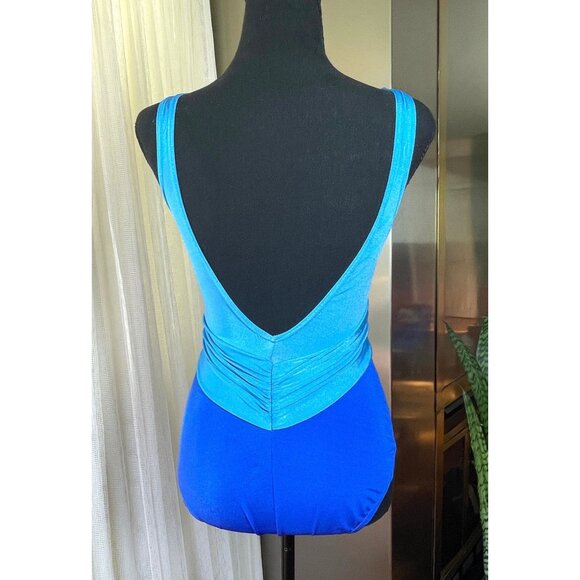 Vintage 70s Sea Queen bathing suit, one piece blue swimsuit, low cut, size 4 - Picture 4 of 10
